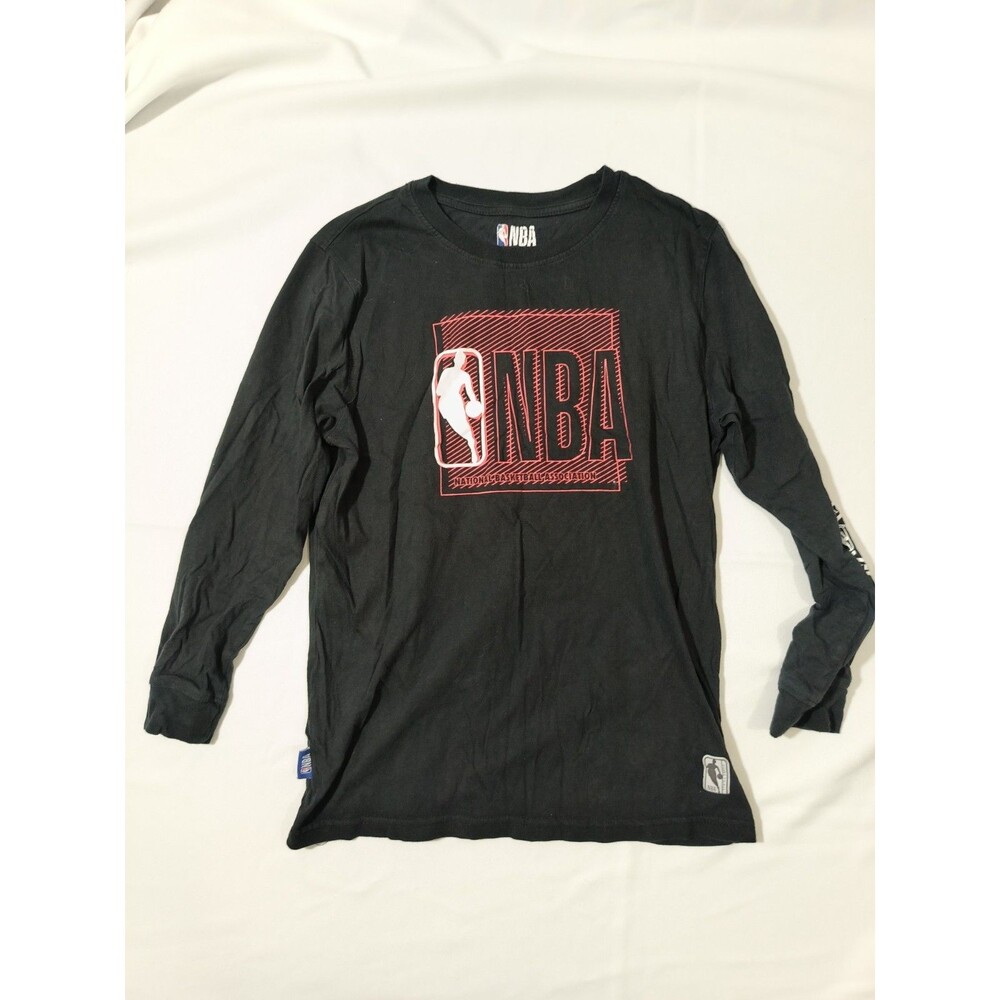 NBA Youth Boys 14/16 Black Long Sleeve Graphic T Shirt Basketball Play Hard